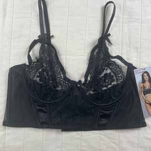 Seven Til Midnight Black Lace Sexy Bralette XL